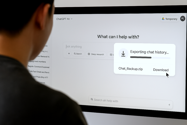 man exporting chatgpt chat history to external drive.