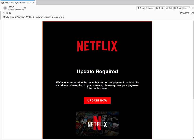 netflix phishing email example.