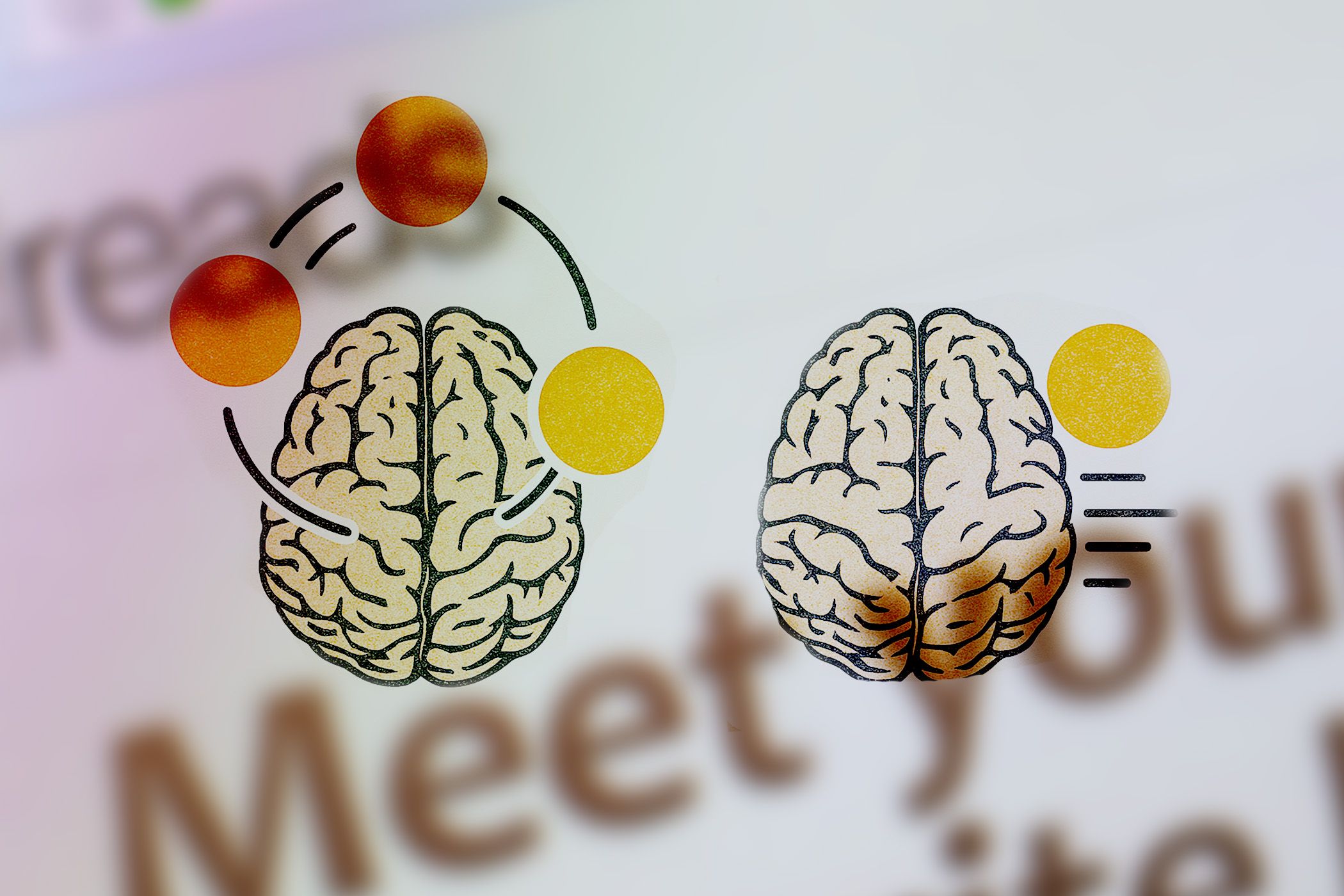 Imagen simbólica de dos cerebros uno al lado del otro indicando multitarea