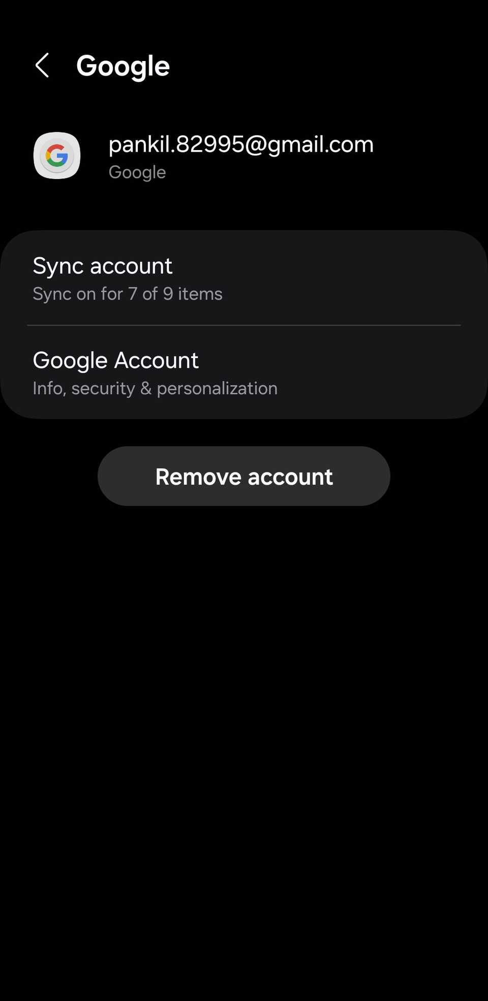 Sync settings for Google account on Android
