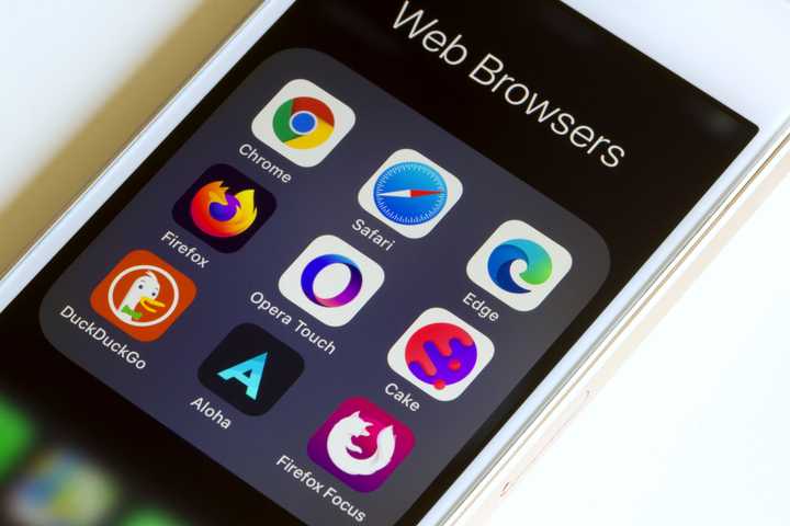 web browser icons on smartphone screen.
