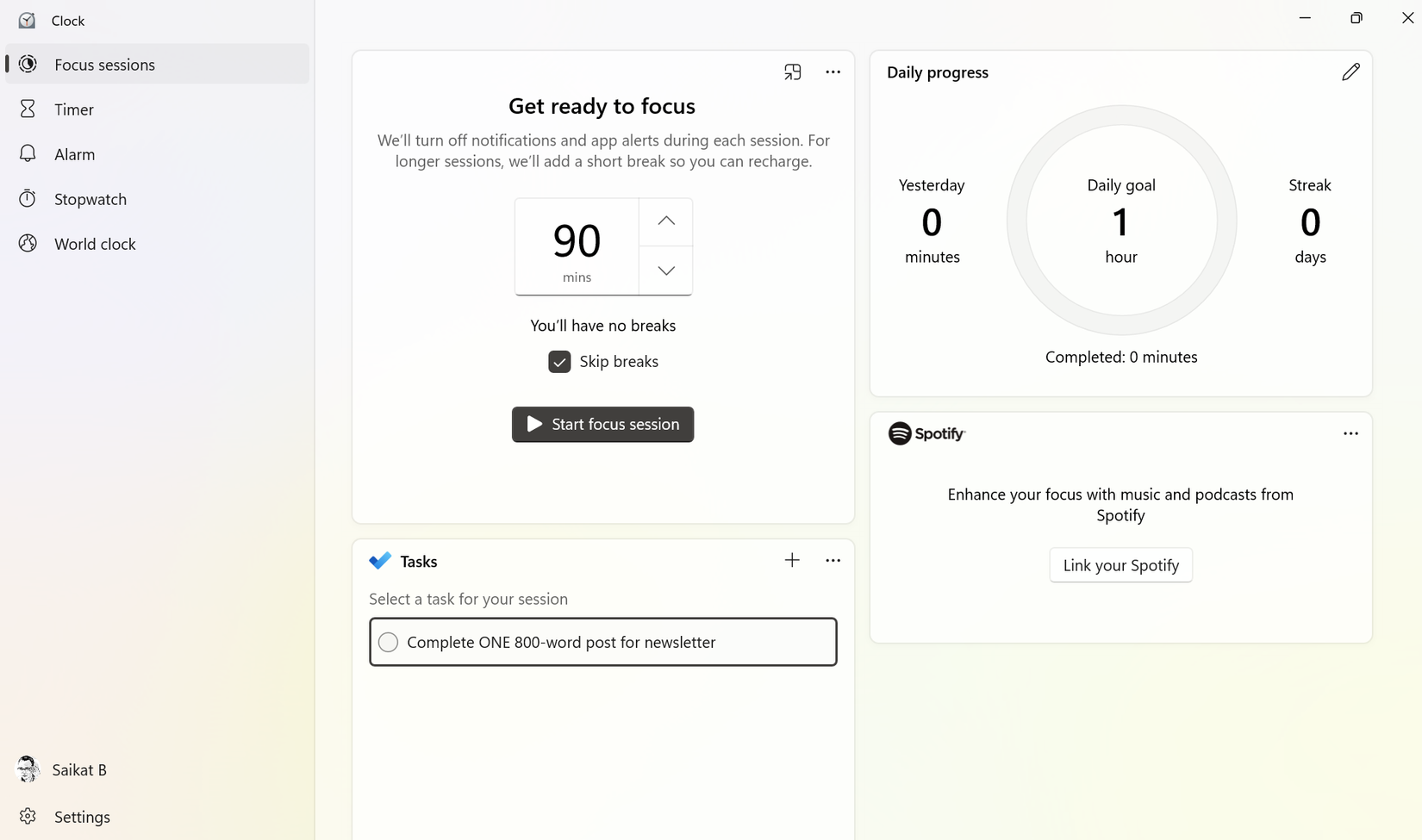 Windows  Focus Session