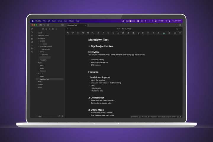 Obsidian app on a Mac.