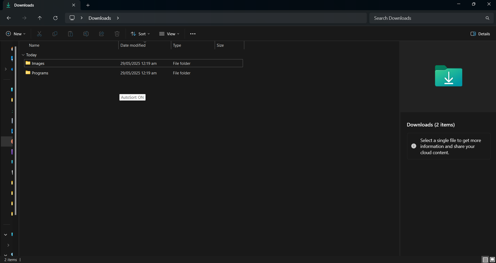 Organized downloads folder