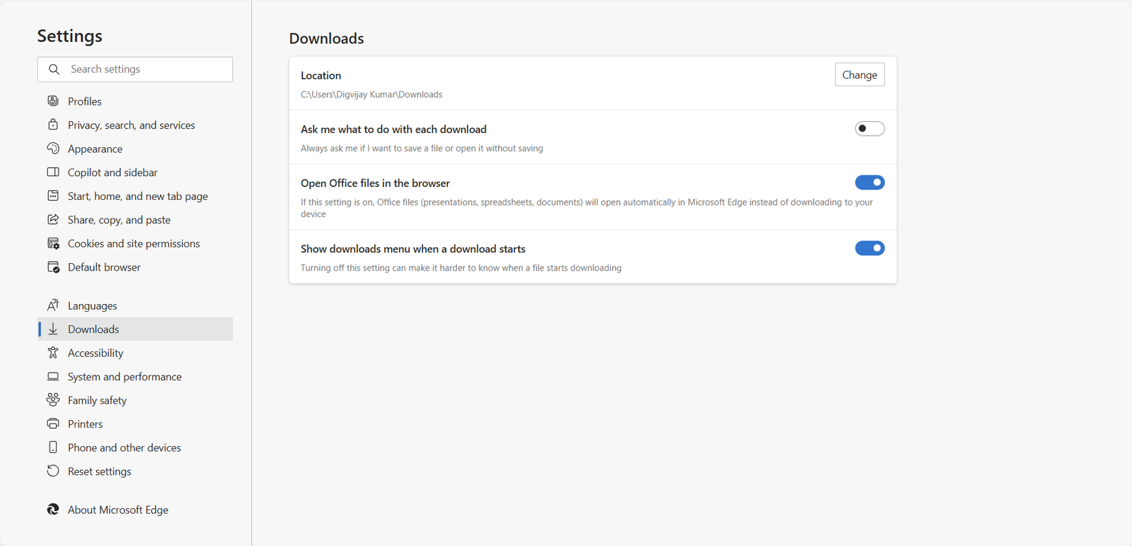 Changing the Default Location for Downloads in Microsoft Edge