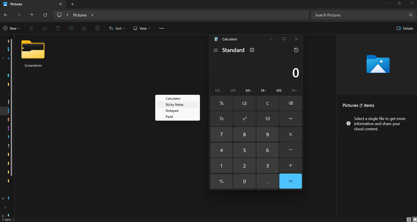 My personal quick app menu