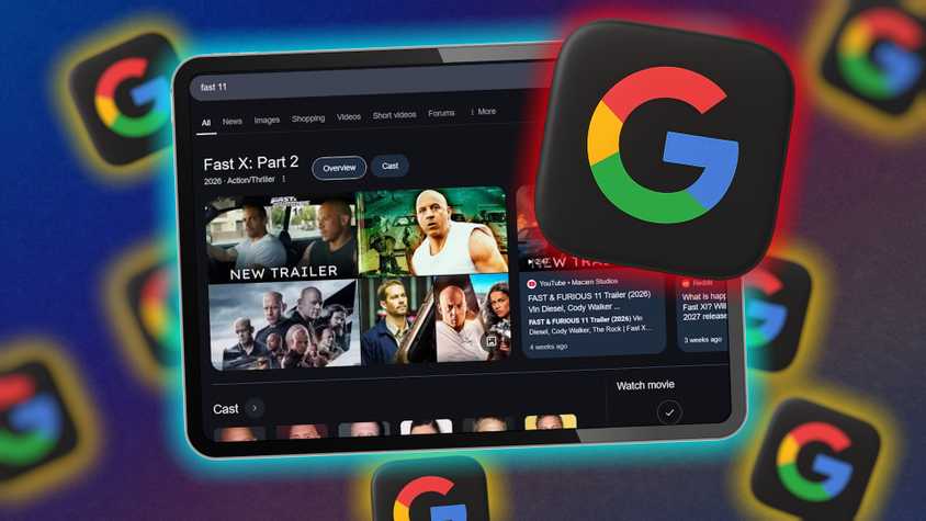 google search on tablet screen with google logo.