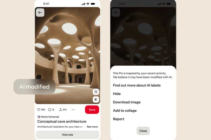 What Pinterest's new Gen AI labels look like