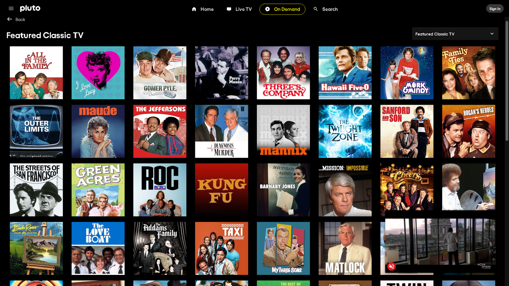 Pluto TV's library of classic television shows