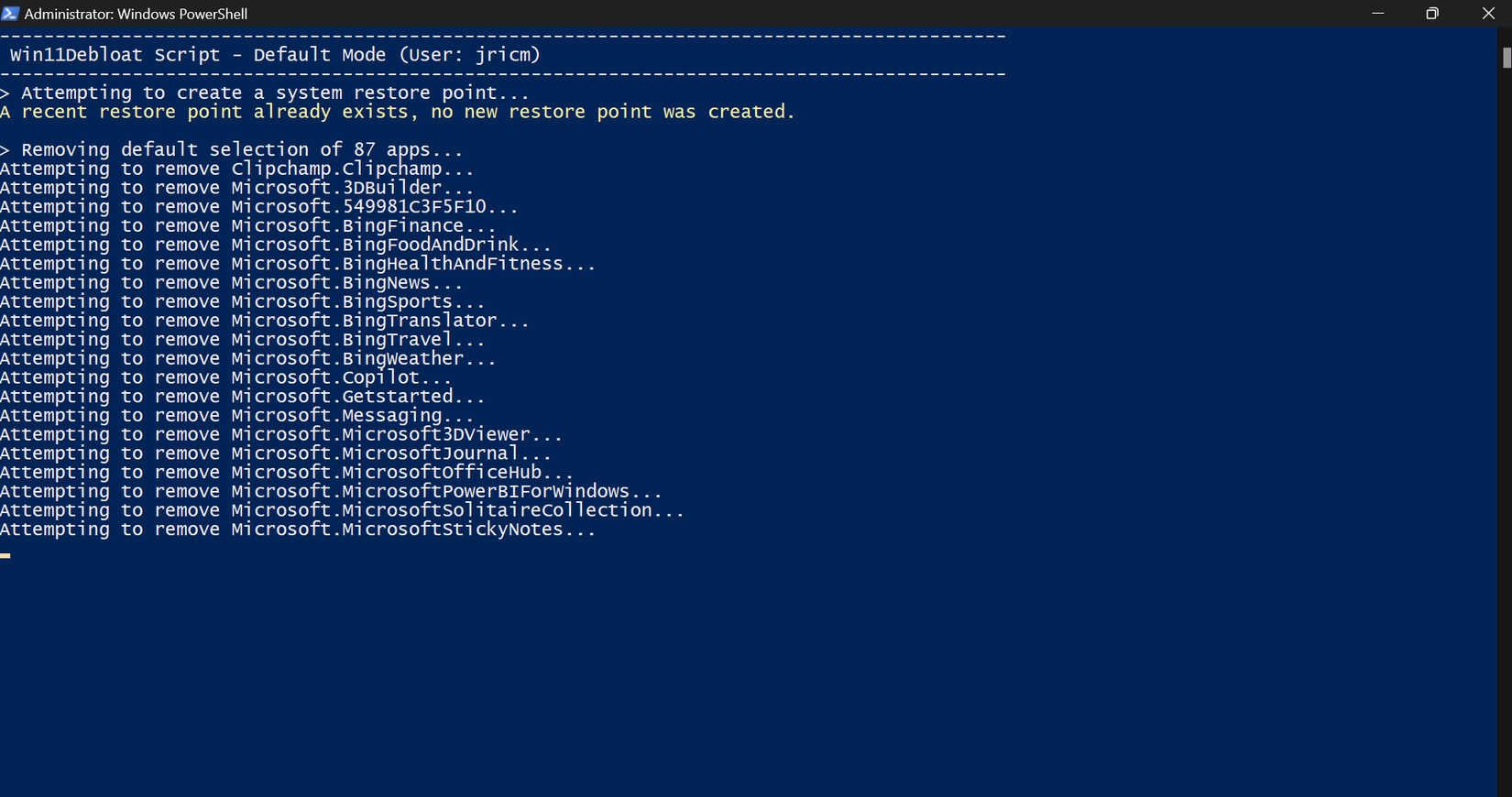 Using scripts to debloat Windows