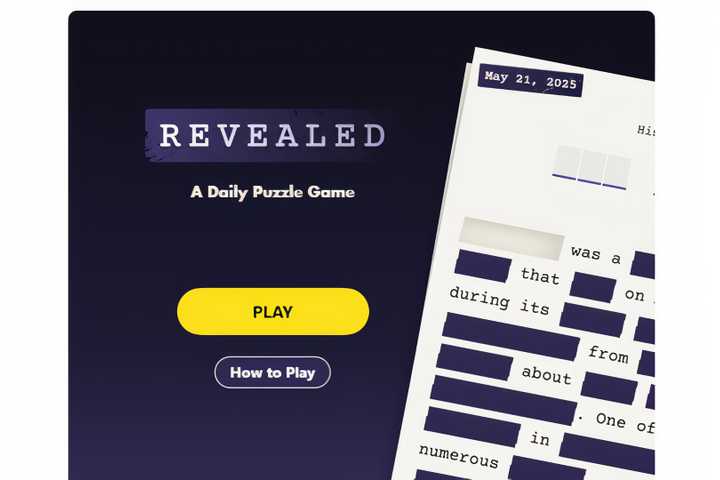 The starting page for the puzzle game Revealed