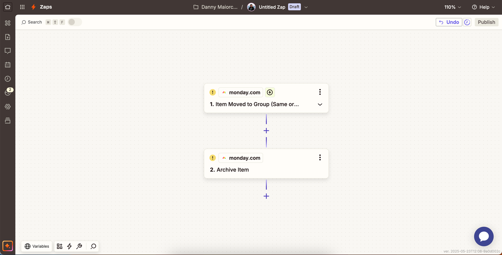 Automating a task in the Zapier app