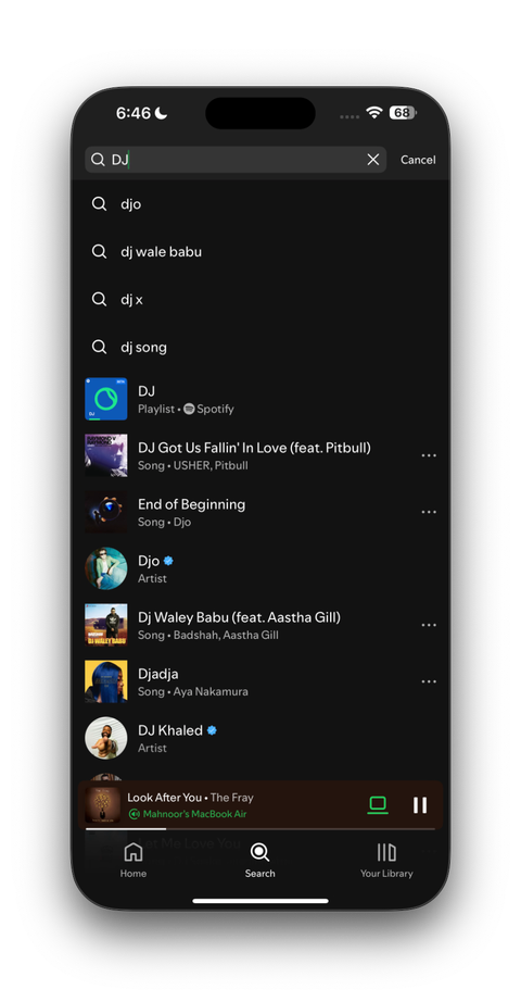 Searching for DJ Spotify app