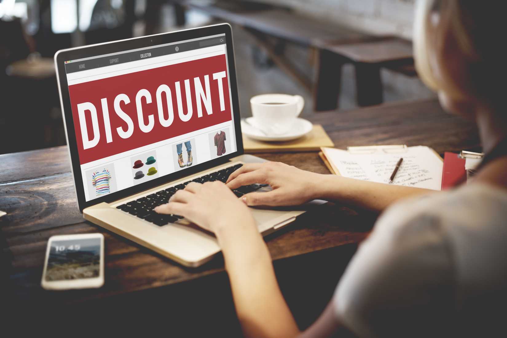 discount label on a laptop screen