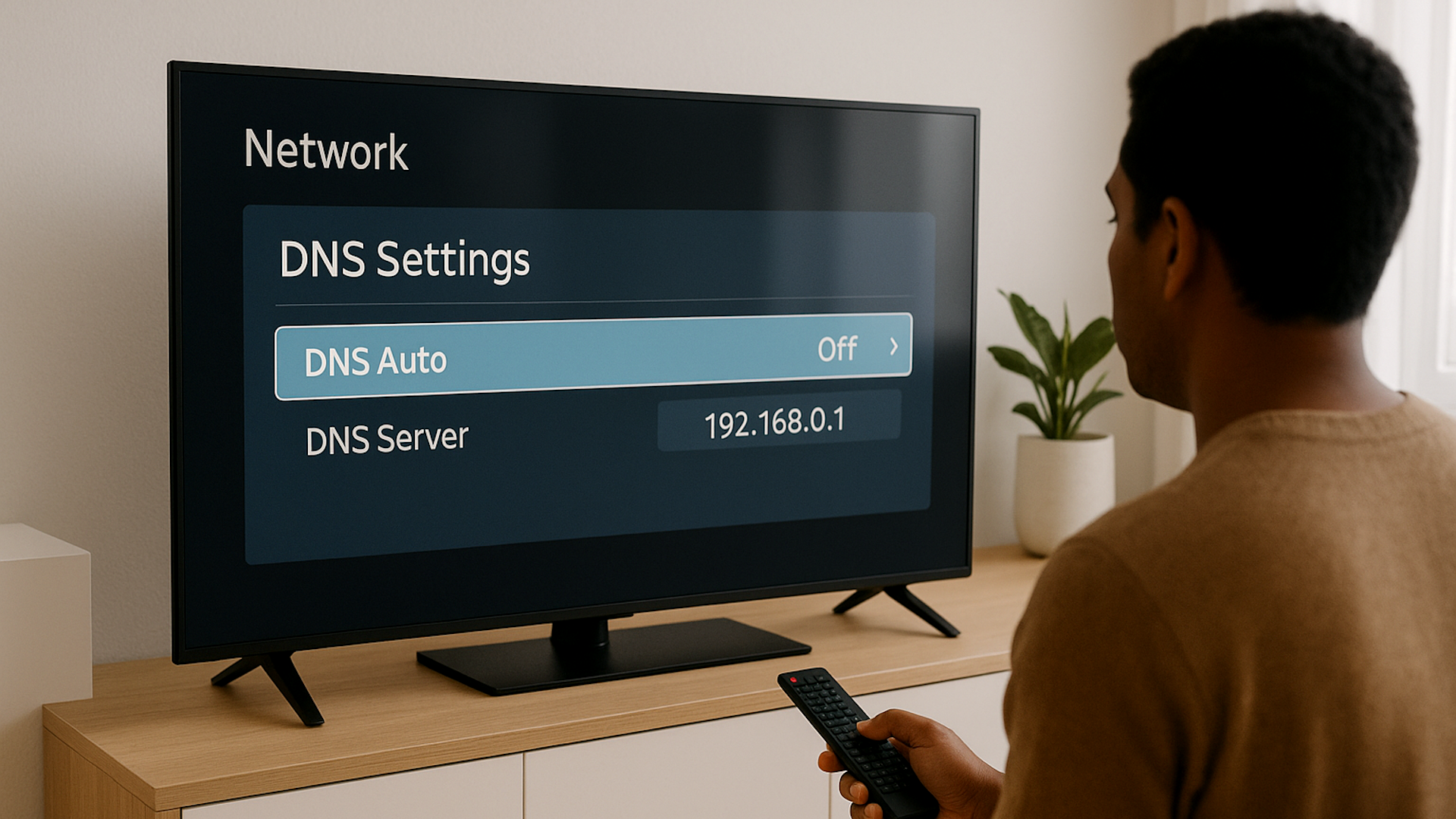 adjusting dns settings on a smart tv.