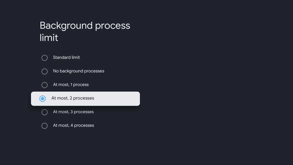 Ограничение фоновых процессов в Google TV