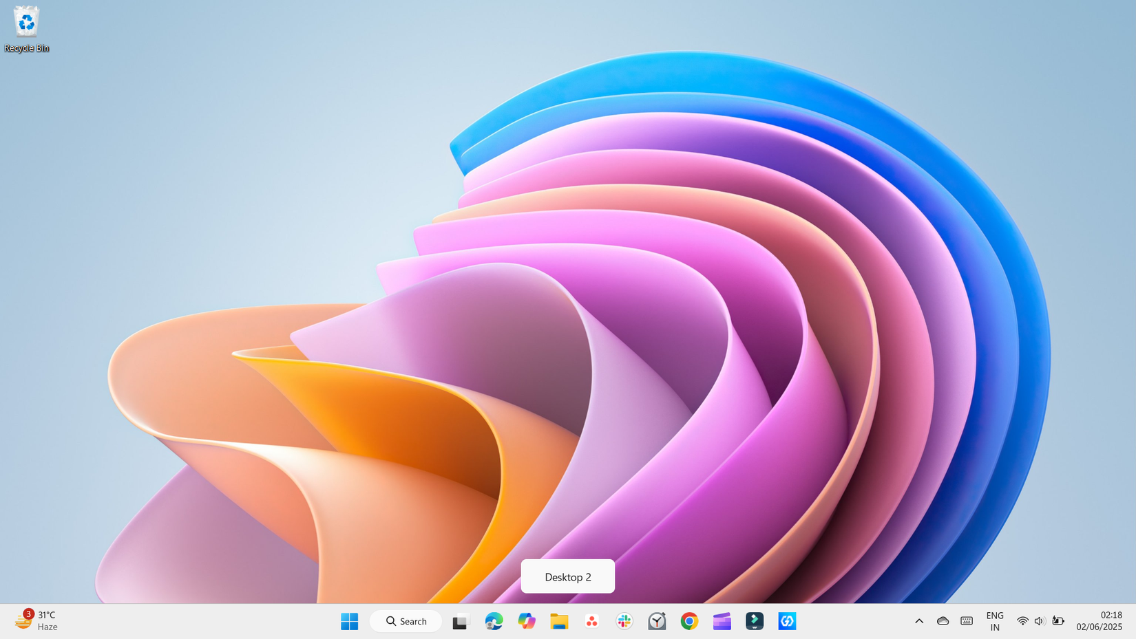 Creating a virtual desktop for Desktop 2