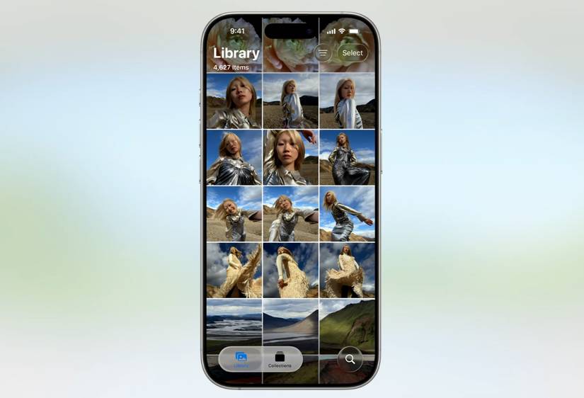 Revamped Photos app with a dedicated Library and Collections tab
