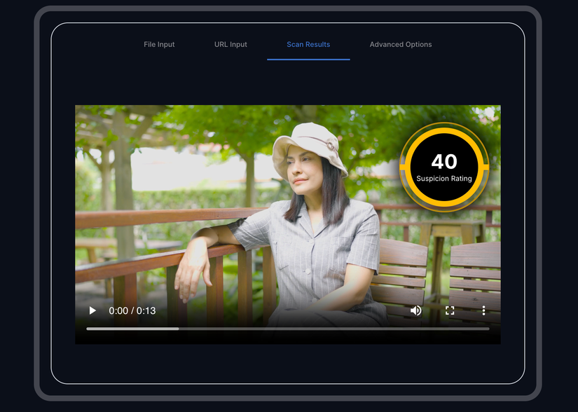 Attestiv.Video provides a suspicion rating for a video