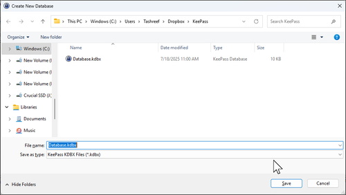 Создание базы данных KeePass Создание новой базы данных KeePass для синхронизации