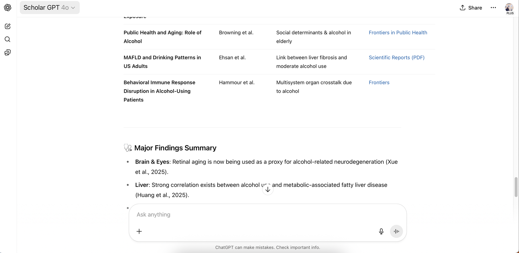 Table links in ScholarGPT