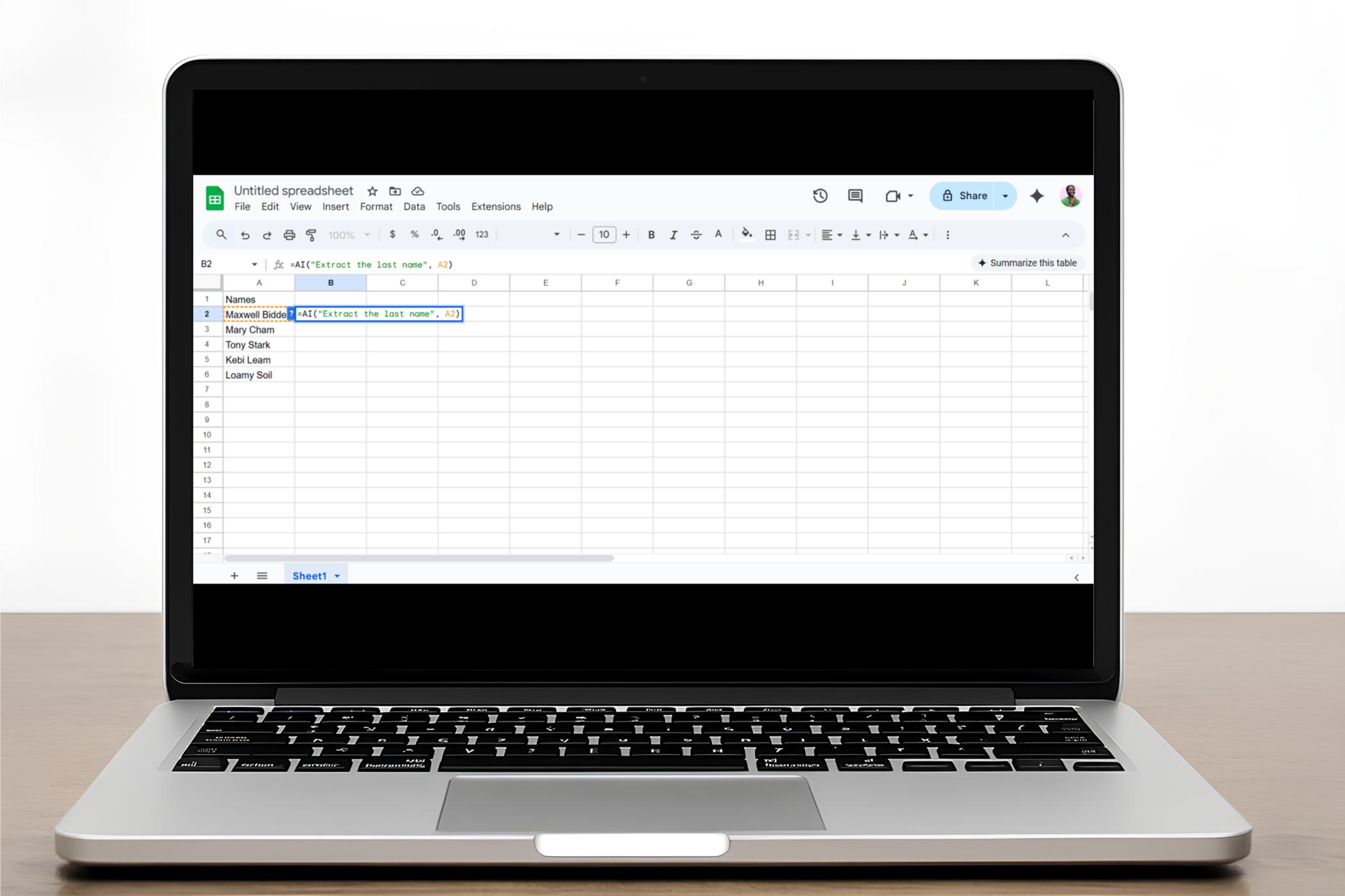 The AI Function in Google Sheets