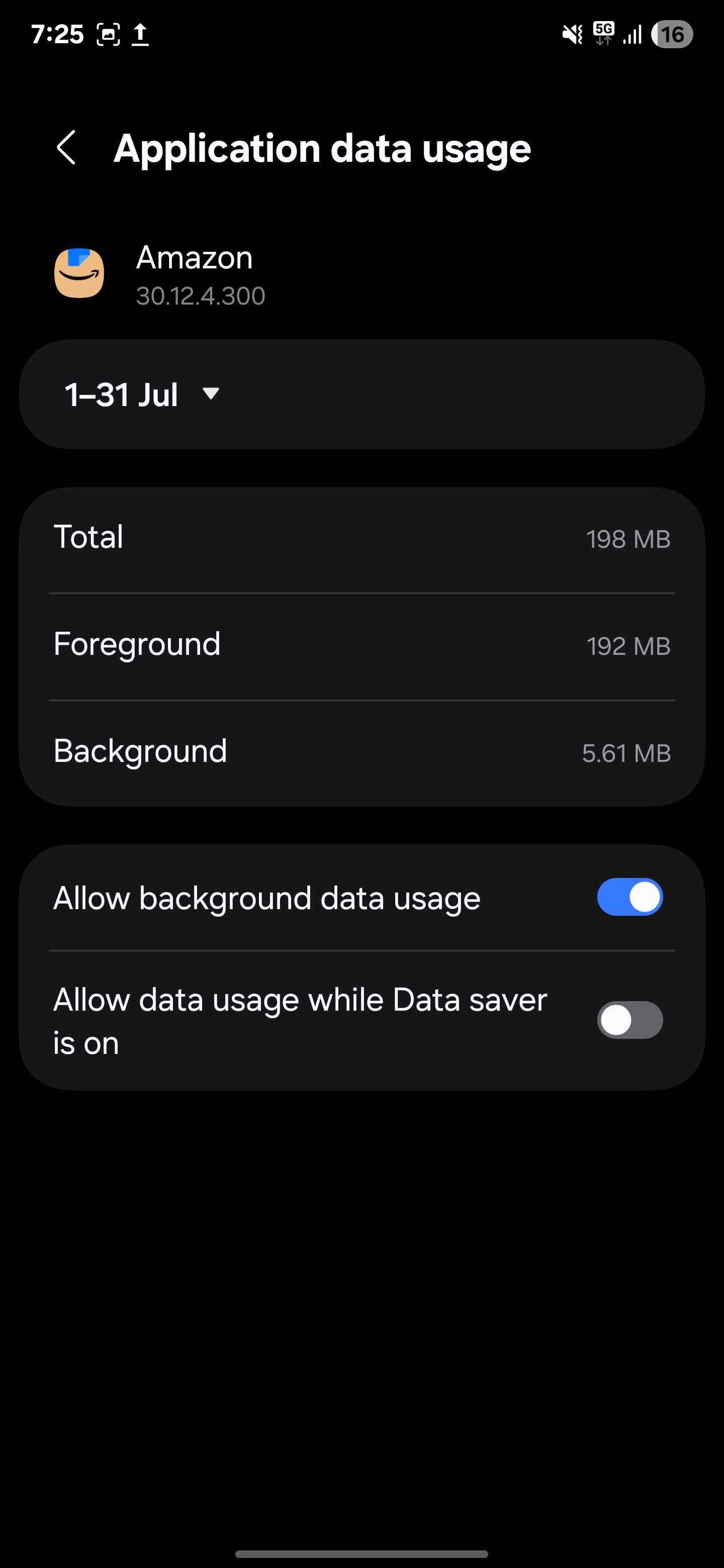 Turning off Amazon's background data usage
