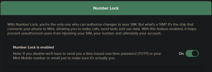 Mint Mobile Number Lock
