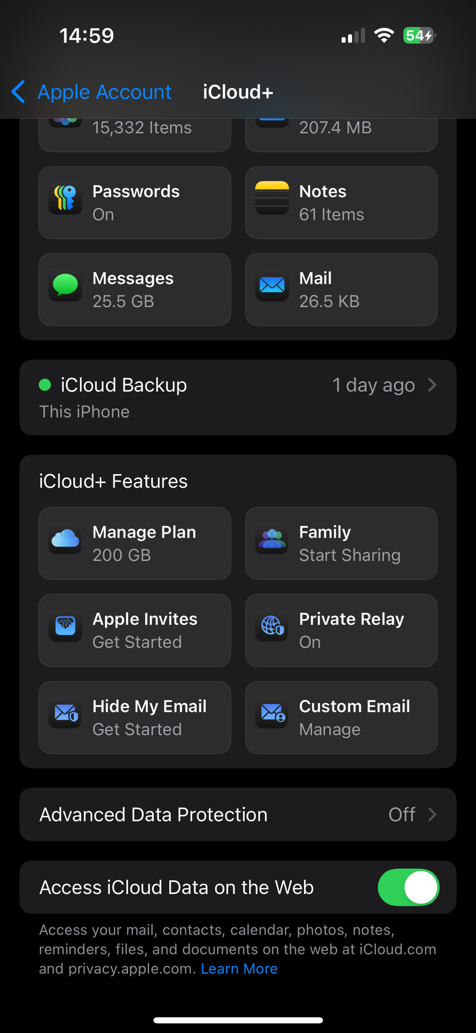 iPhone iCloud Plus Settings