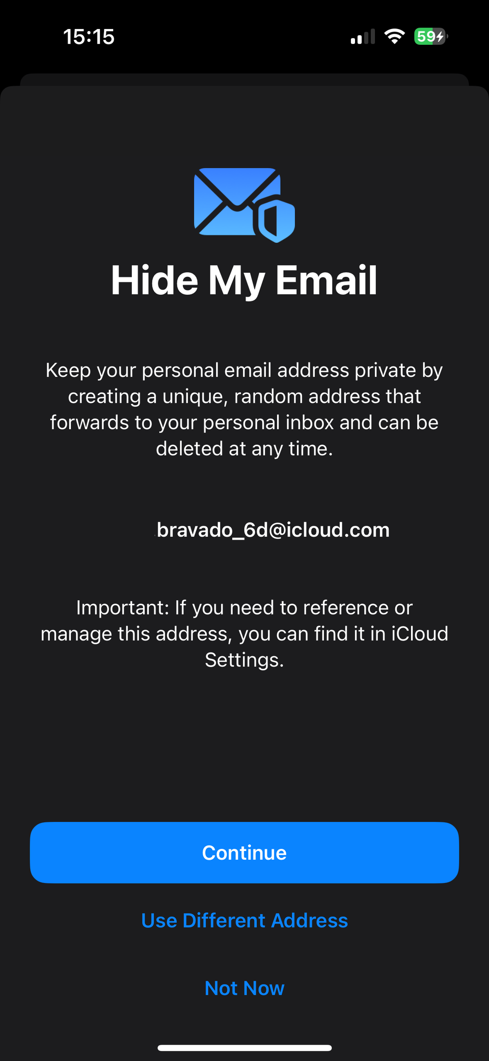 iPhone Hide My Email Setup
