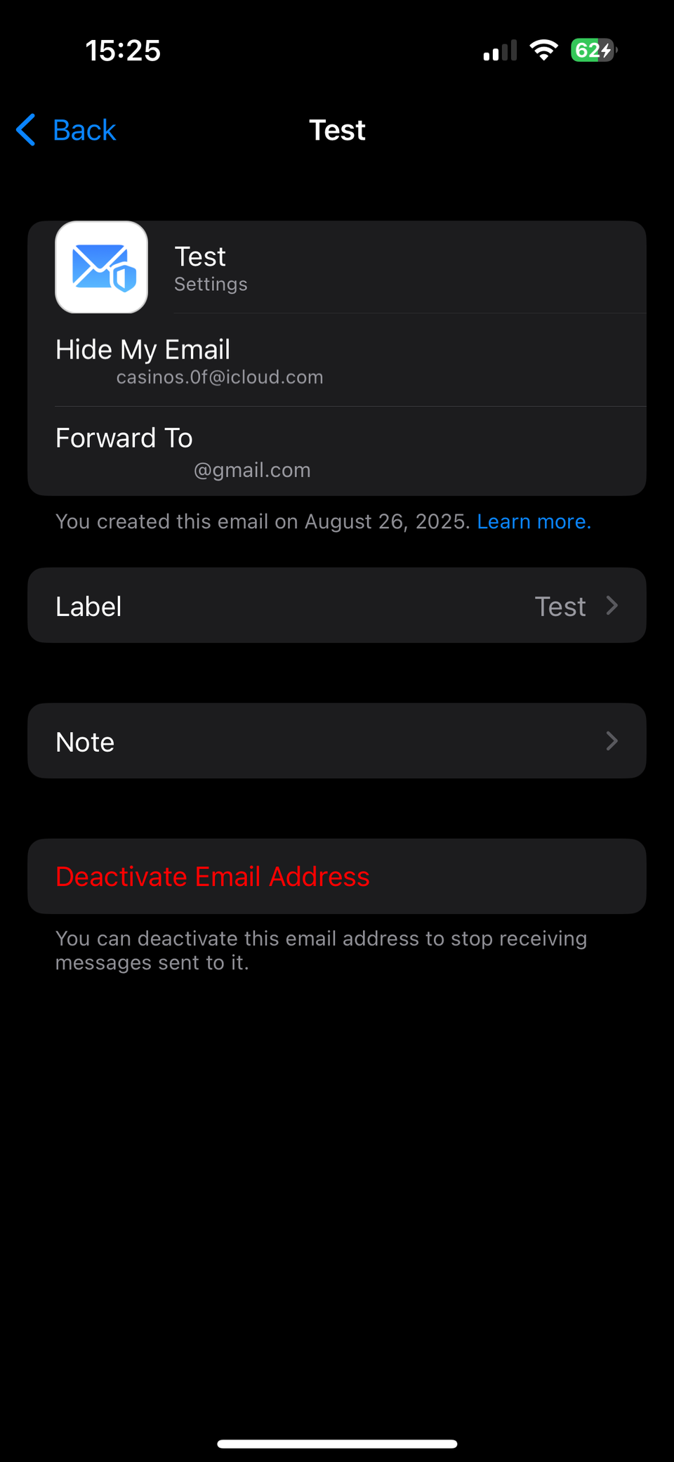iPhone Hide My Email Change Options