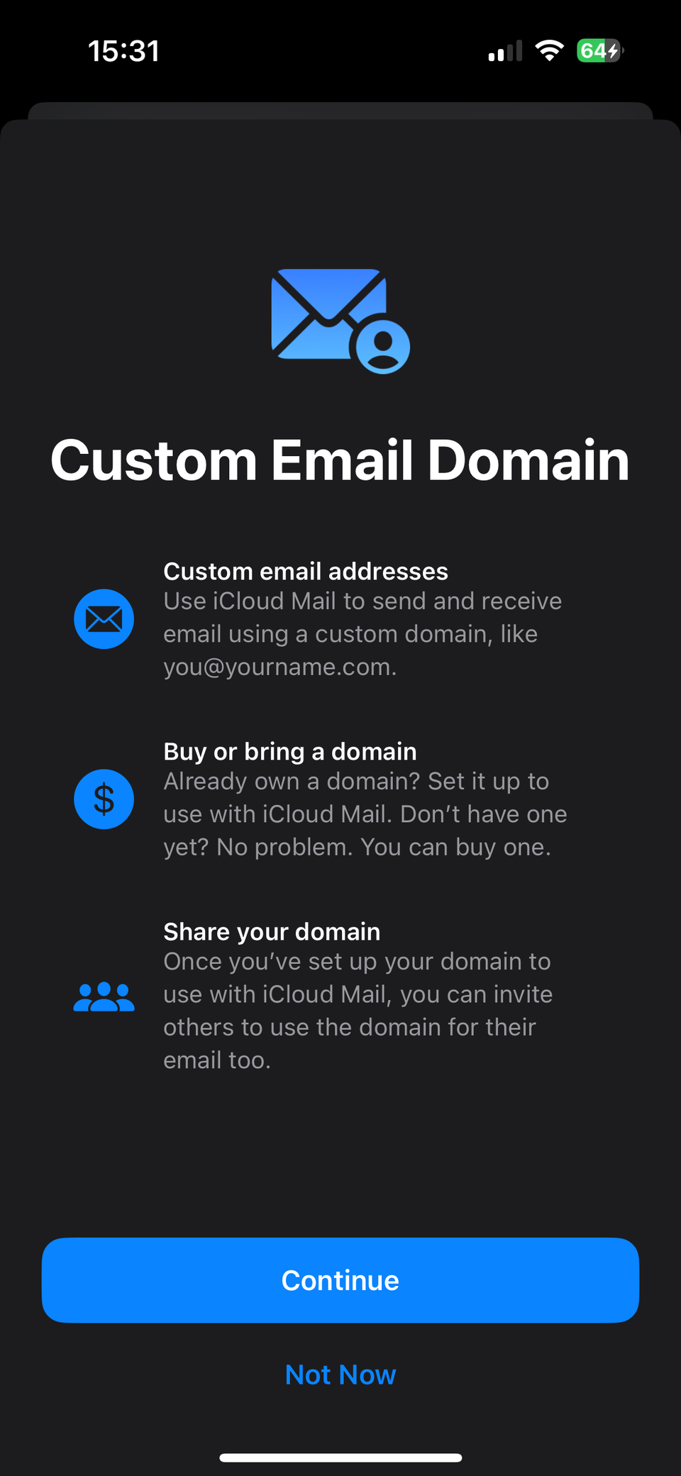 iPhone Custom Email Domain Setup