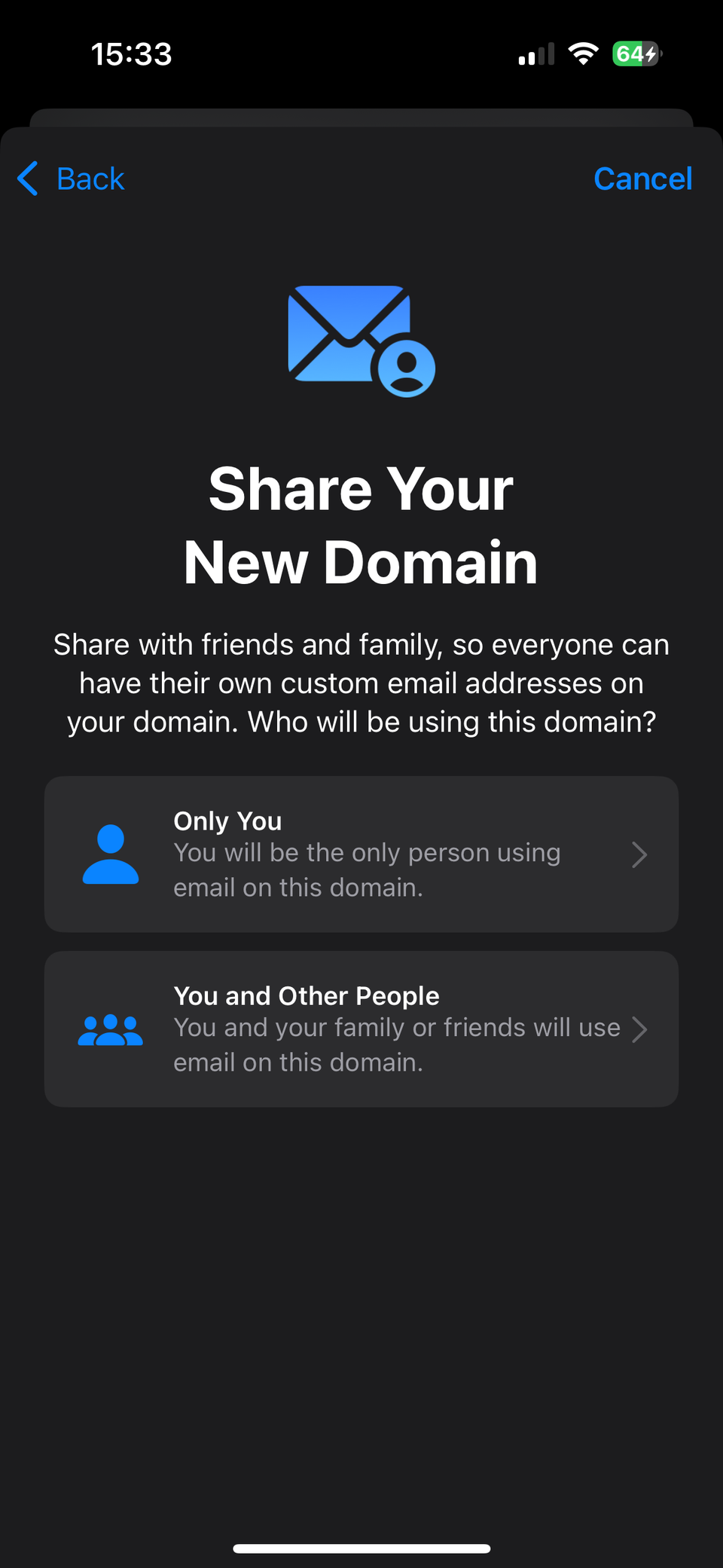 iPhone Custom Domain Sharing