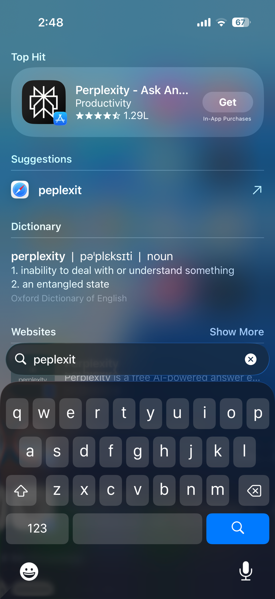 App download option in iPhone Spotlight