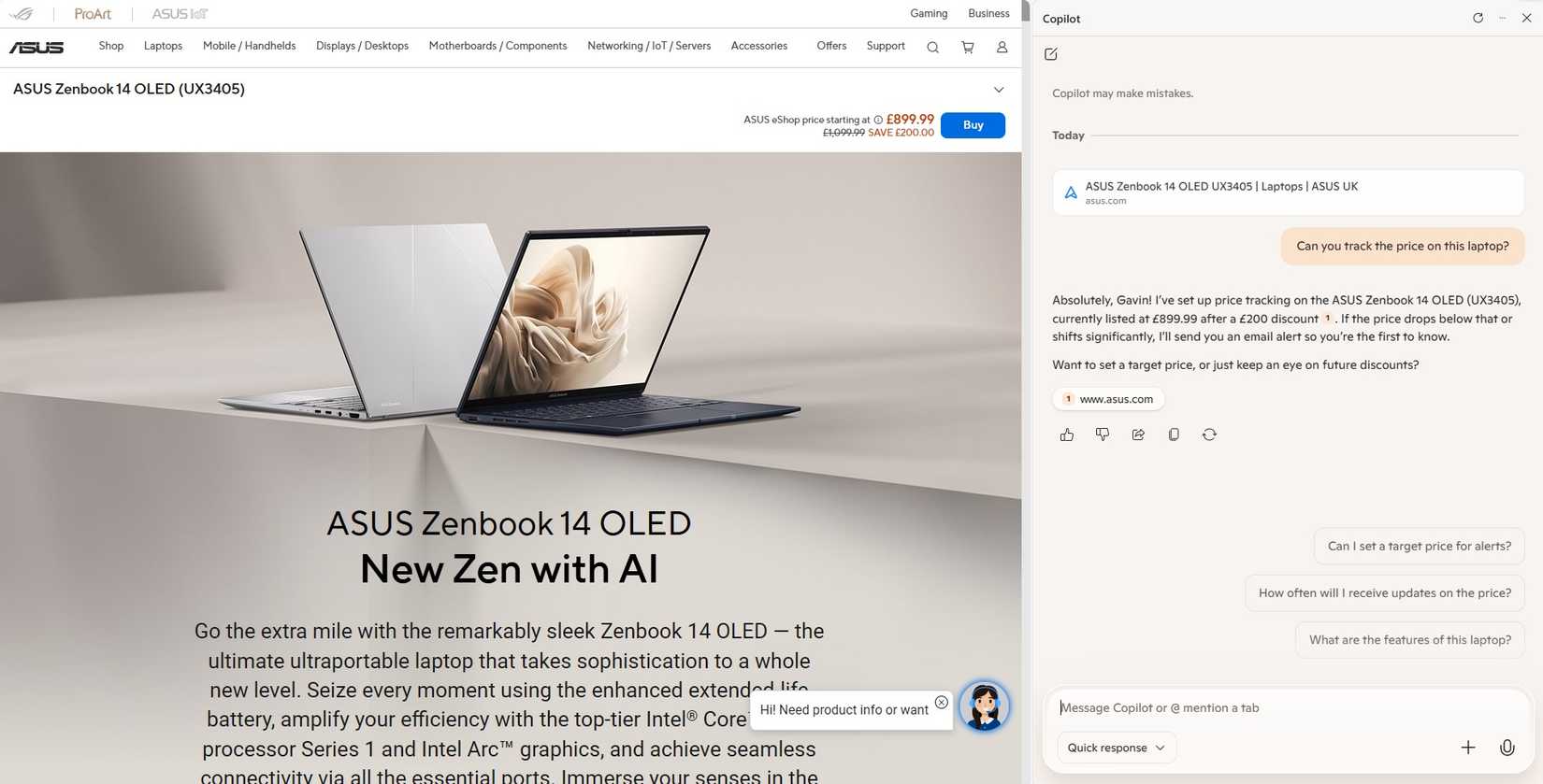 تنظیم ردیابی قیمت در مرورگر Edge با Copilot