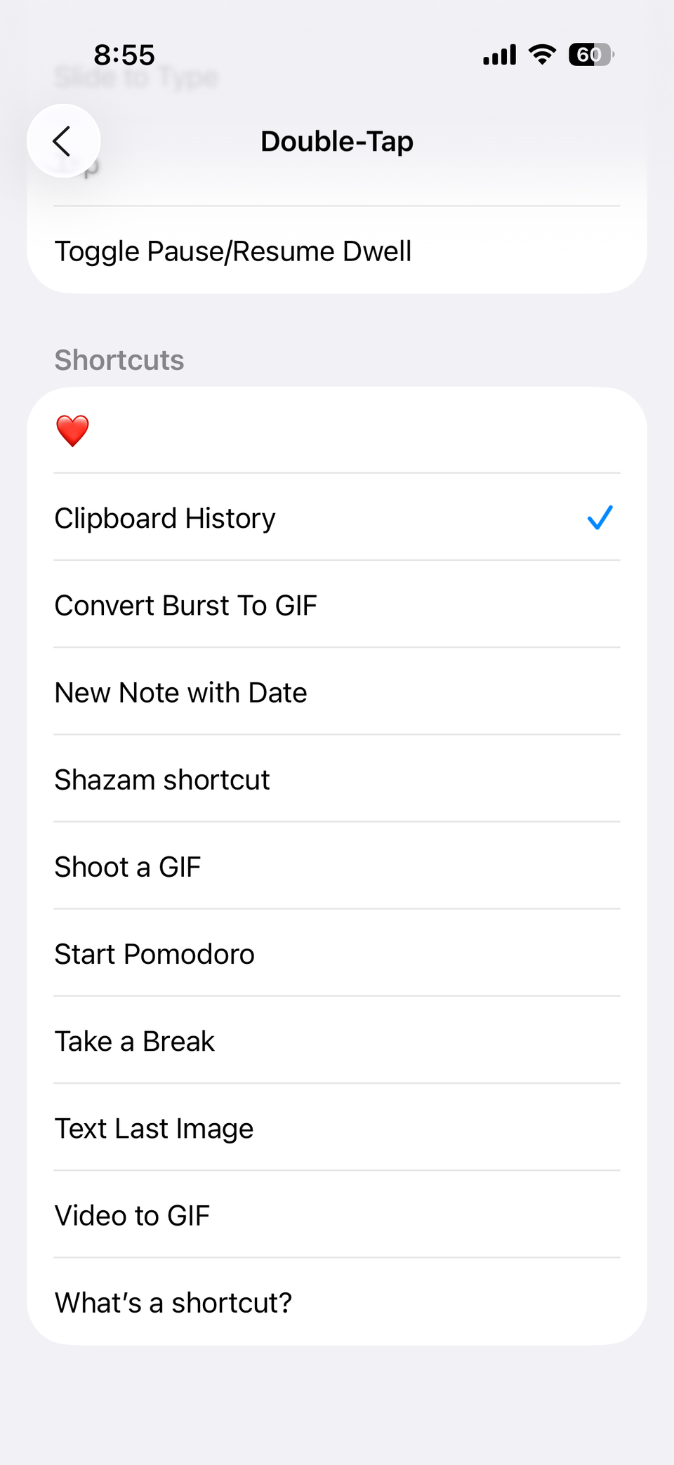 Double tap menu on iPhone