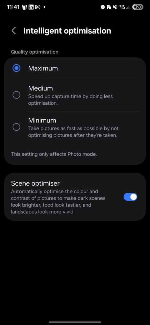 Активация режима Scene Optimizer Включение оптимизации кадра на смартфоне Samsung
