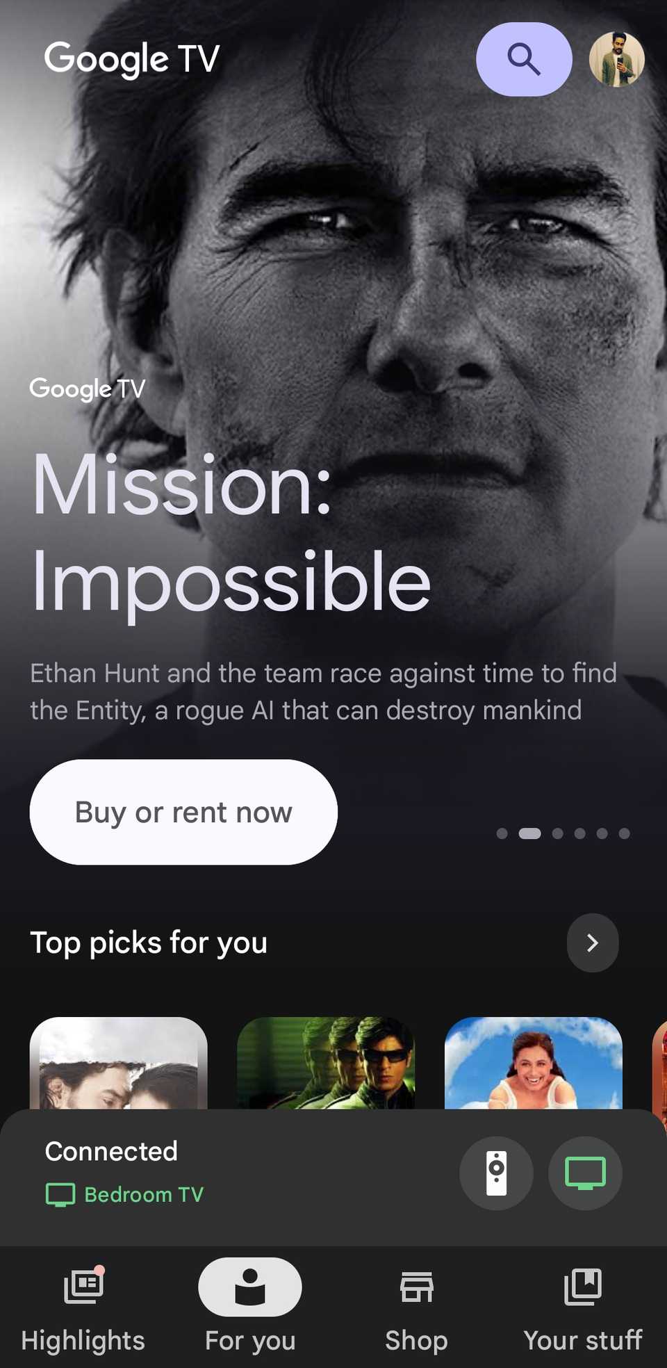 Google TV app on Android phone