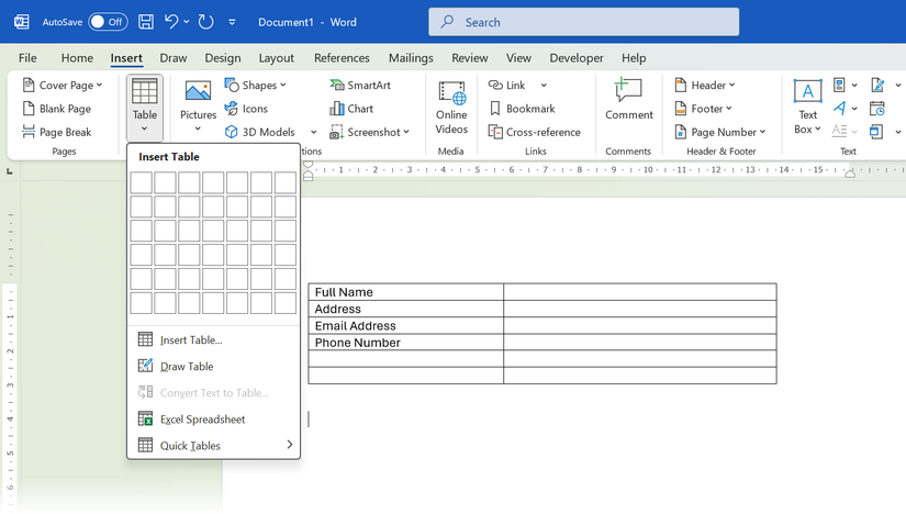 Insert Table In Word Document I Make Fillable Forms in Word—And It’s Easier Than You Think