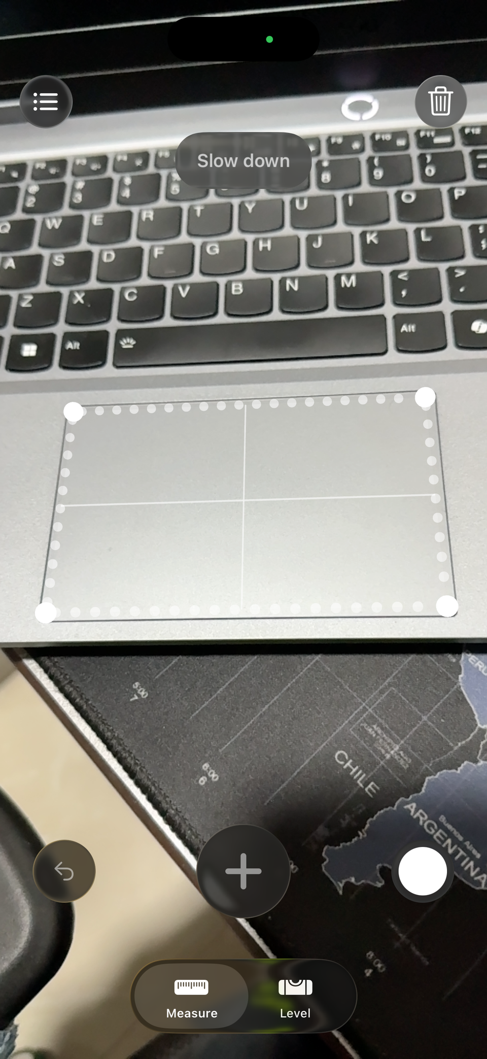 iPhone measure app detecting rectangle
