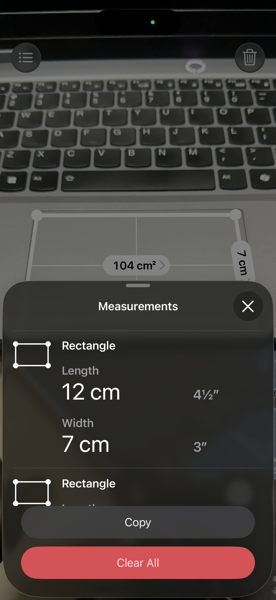 iPhone Measure app history