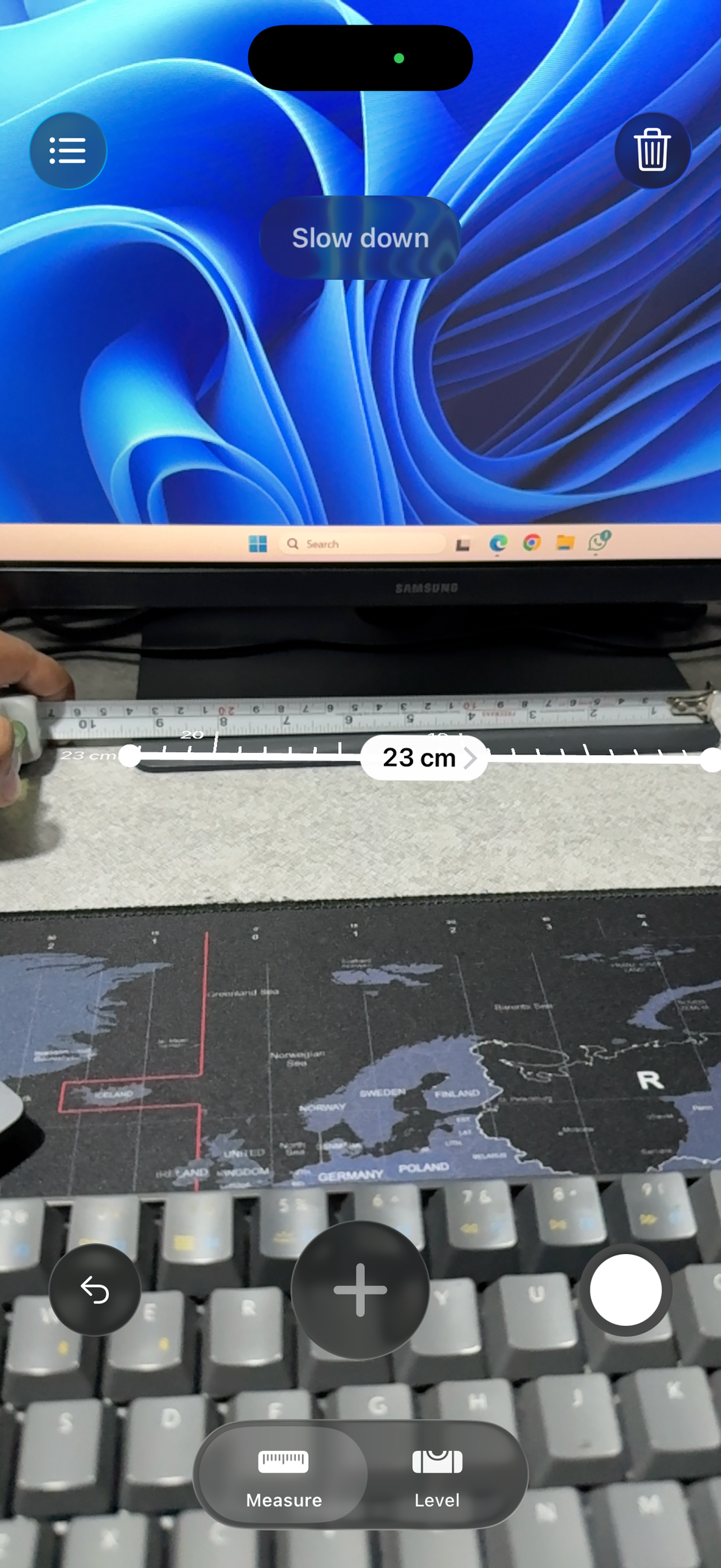iPhone measure app measuring laptop stand