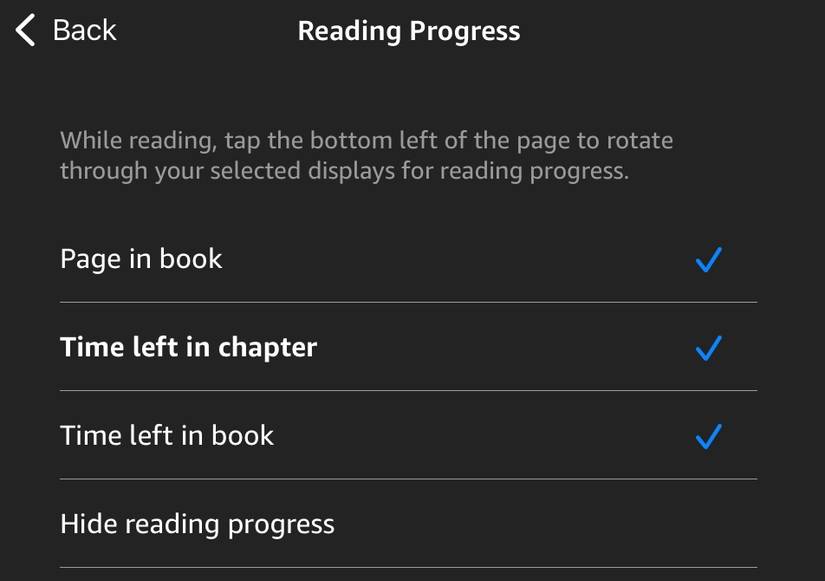 تنظیم پیشرفت خواندن برنامه Kindle