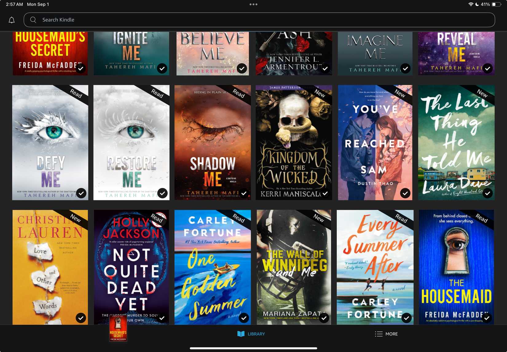 رابط کاربری برنامه Kindle