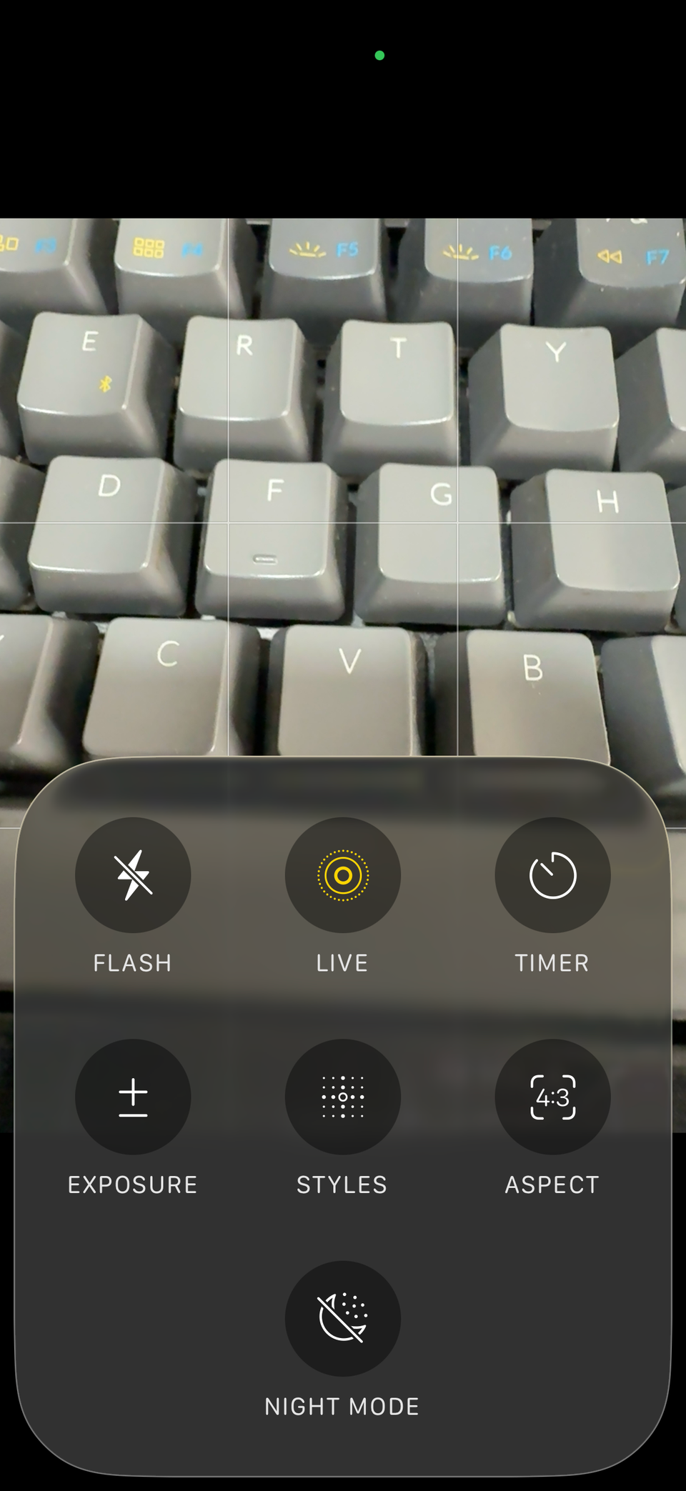 Live photos option on iPhone Camera app