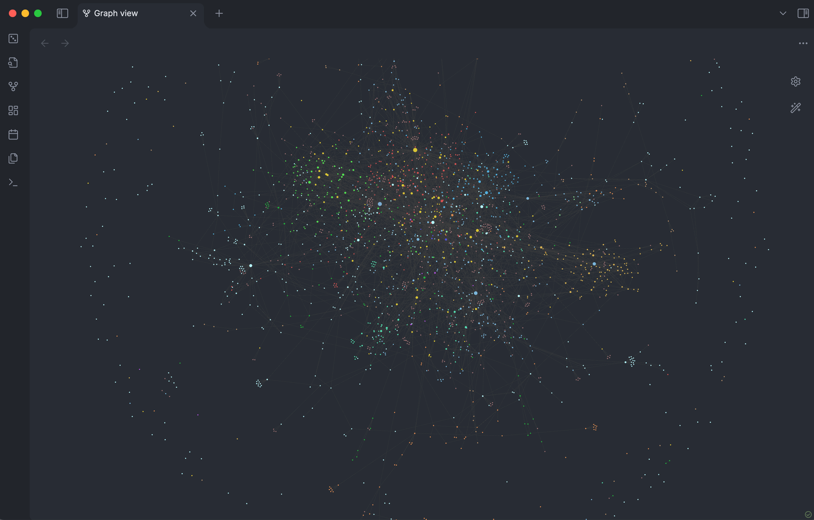 Obsidian vault showing graph view on macOS