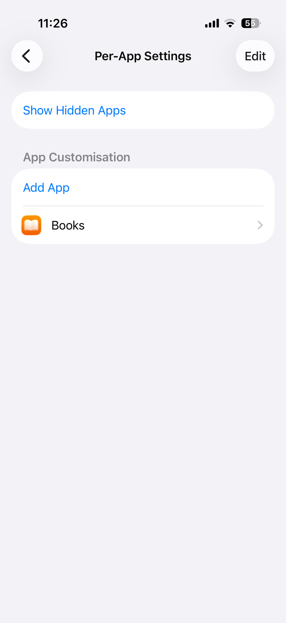 Per app settings on iPhone