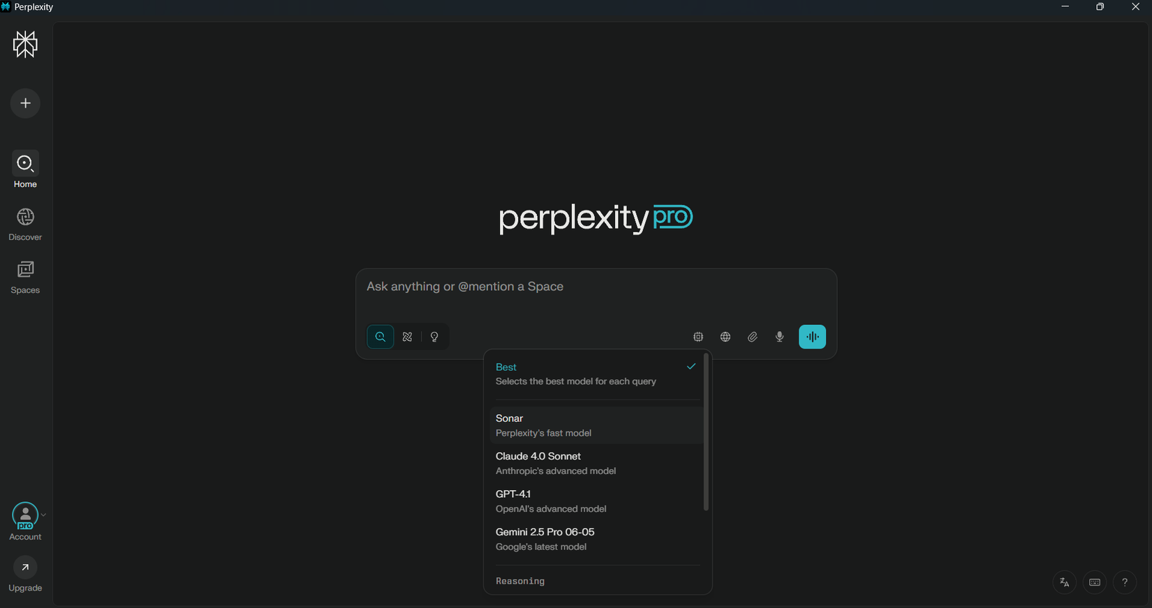 Доступні моделі в Perplexity