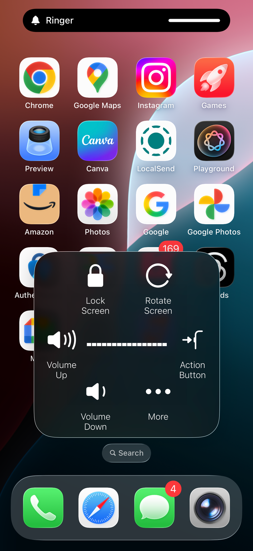 Ringer volume option in AsistiveTouch menu