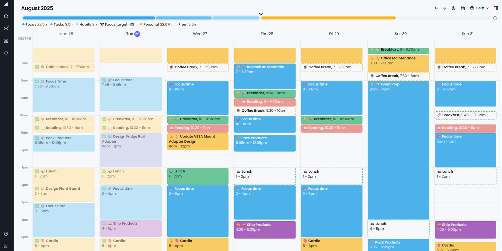 Scheduled event prep in Reclaim tasks